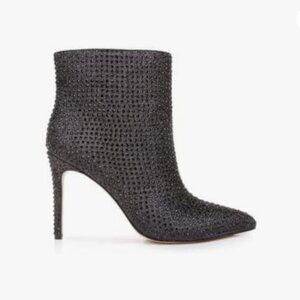 New Jewel Badgley Mischka Crystal Boots Studded Heeled Boots in Black- Size 8.5